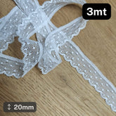 3 meters white Cotton / Nylon Lace 20mm #DEN250624a